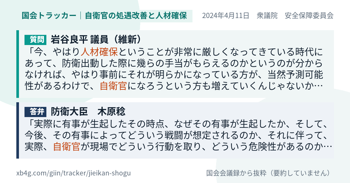 質問と答弁のカード