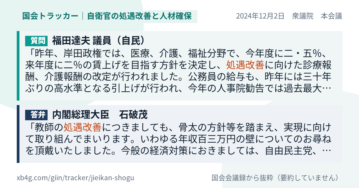 質問と答弁のカード