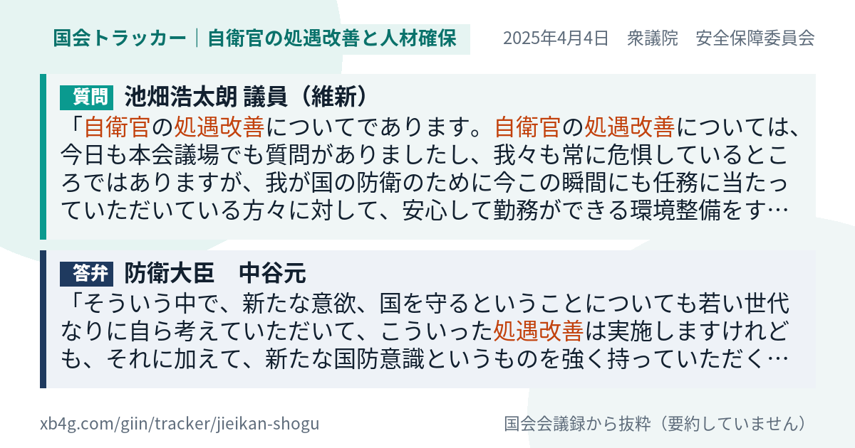 質問と答弁のカード