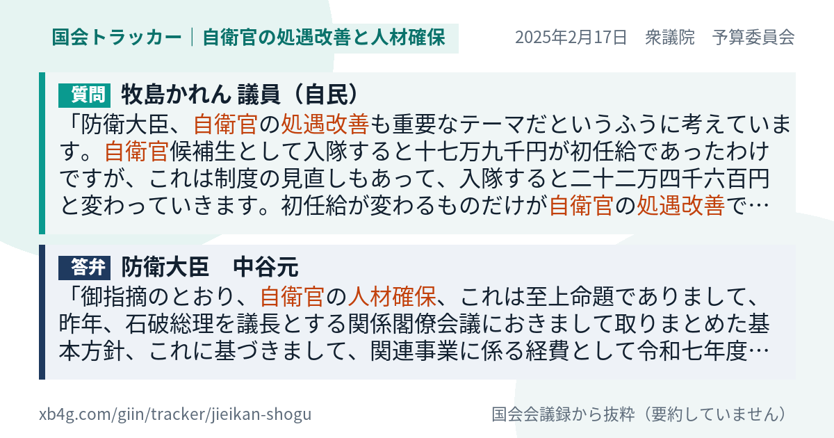 質問と答弁のカード