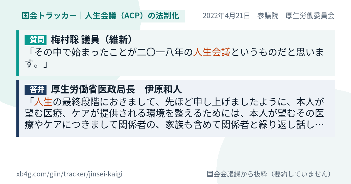 質問と答弁のカード