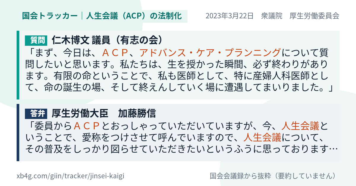 質問と答弁のカード
