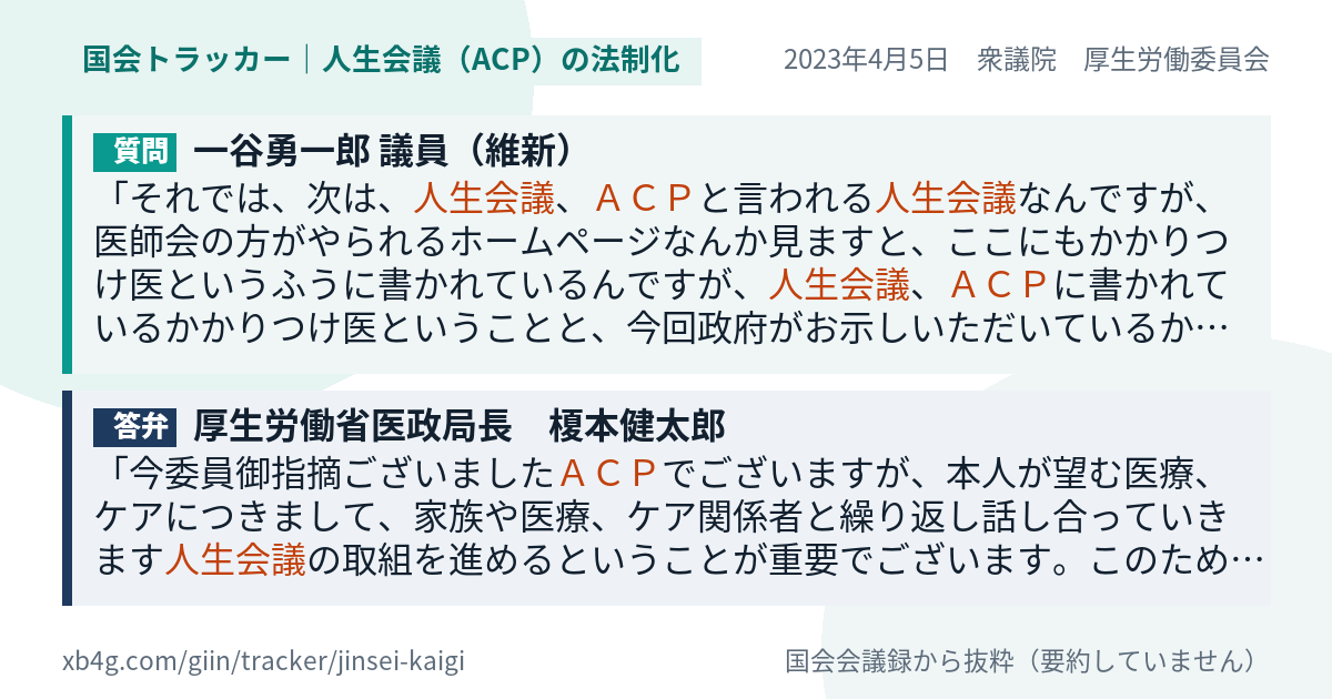 質問と答弁のカード