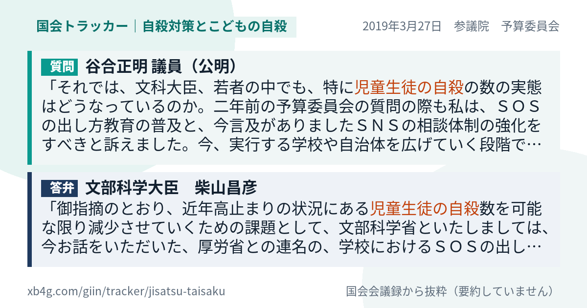 質問と答弁のカード