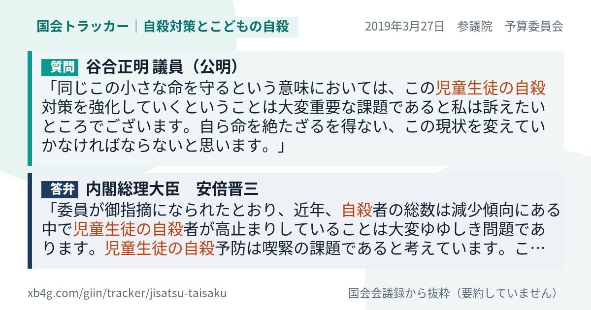 質問と答弁のカード