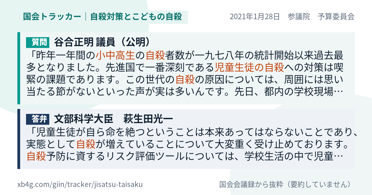 質問と答弁のカード