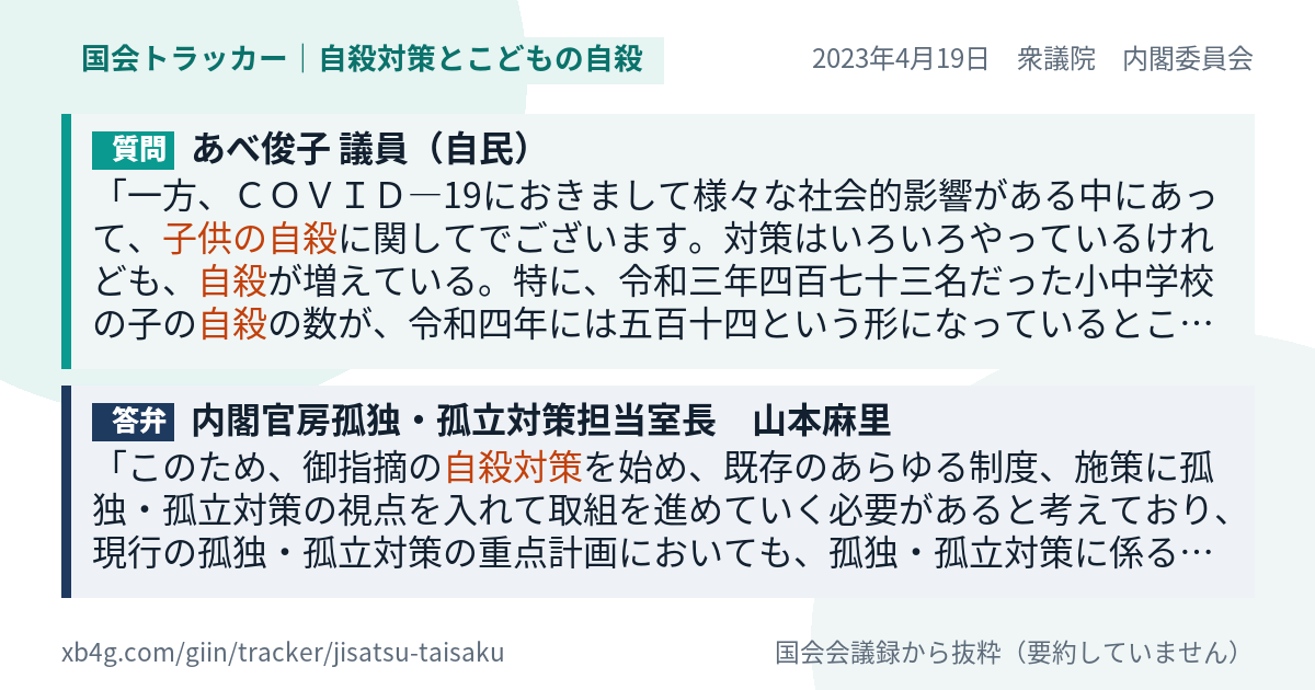 質問と答弁のカード