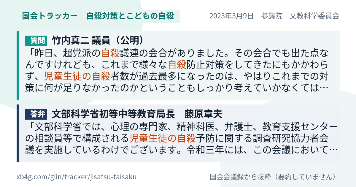 質問と答弁のカード