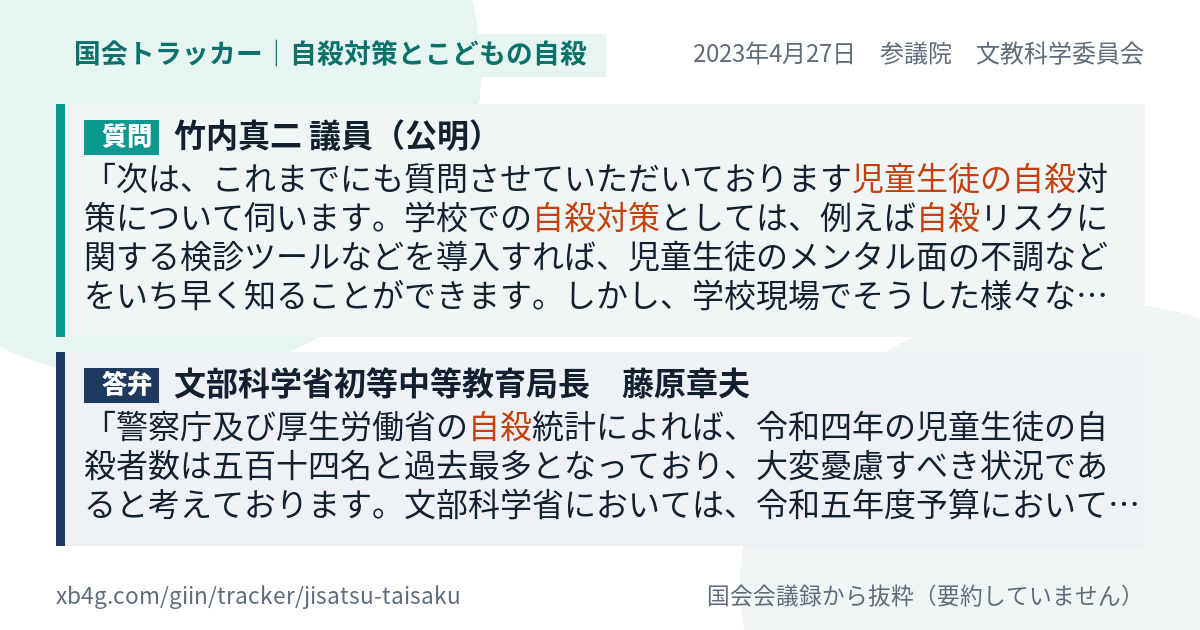 質問と答弁のカード