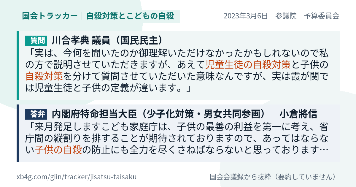 質問と答弁のカード