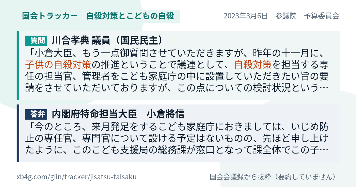 質問と答弁のカード