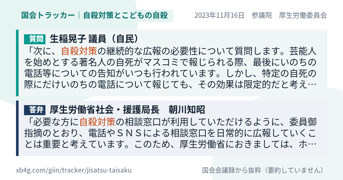 質問と答弁のカード