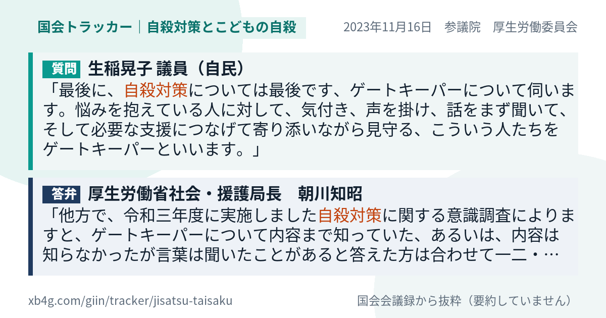 質問と答弁のカード