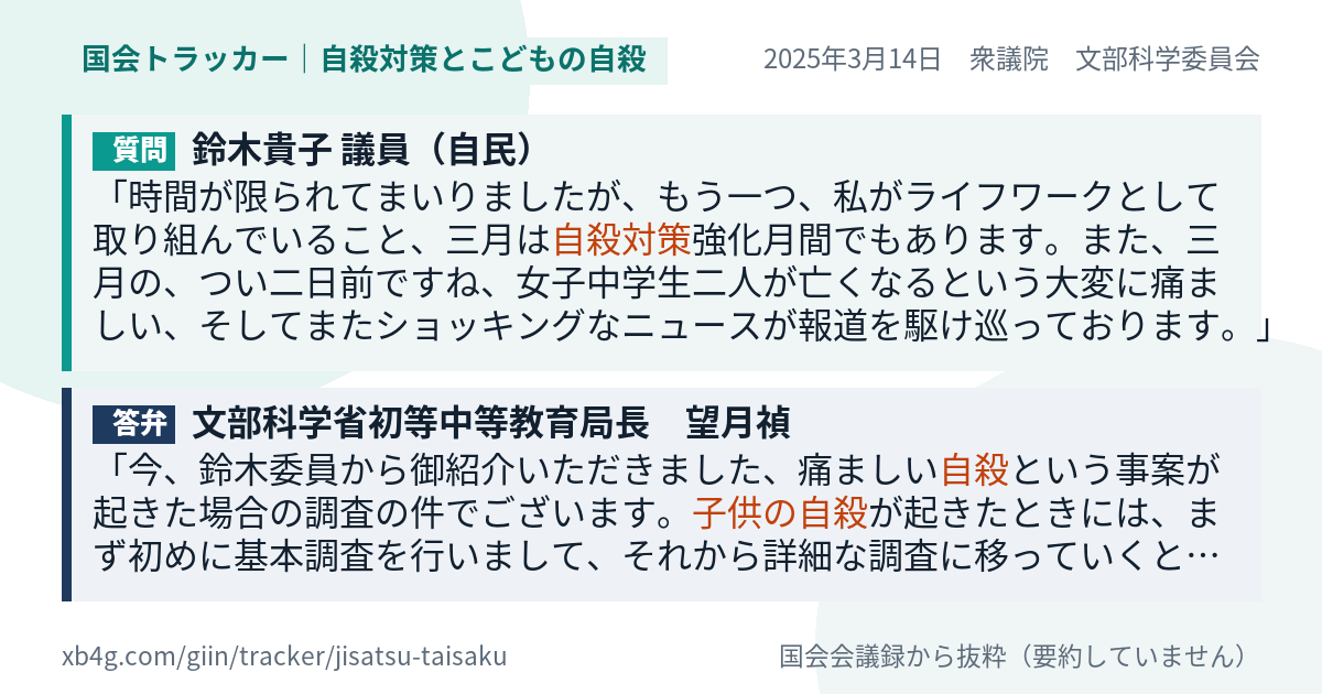 質問と答弁のカード