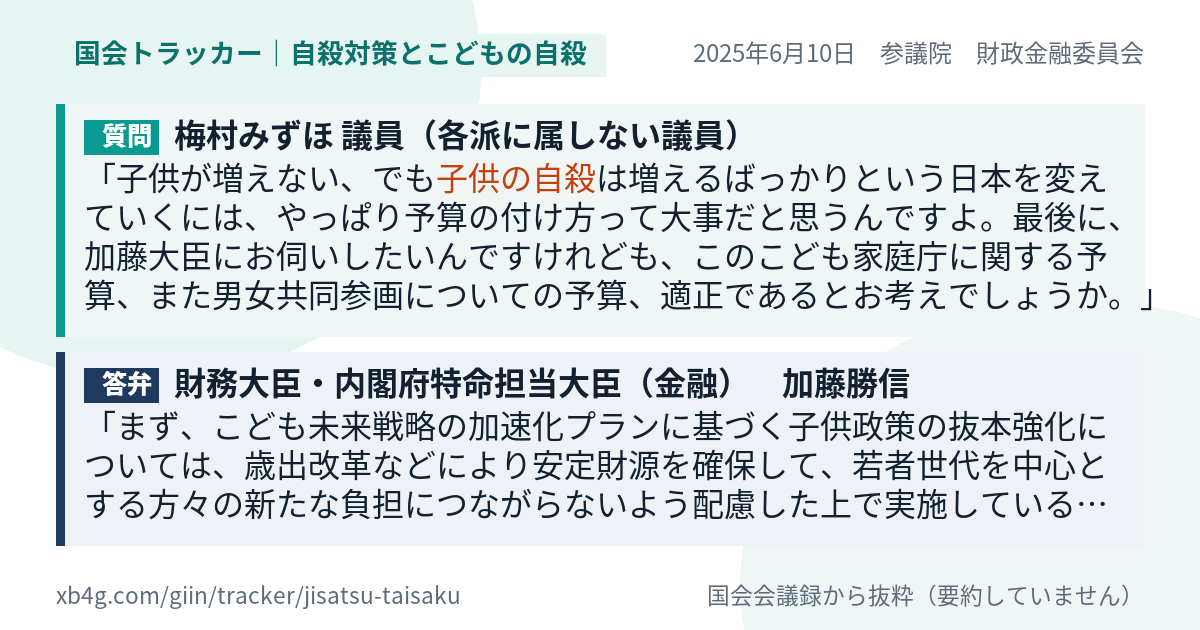 質問と答弁のカード