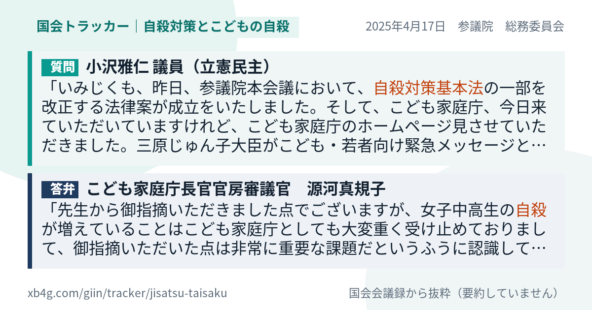 質問と答弁のカード