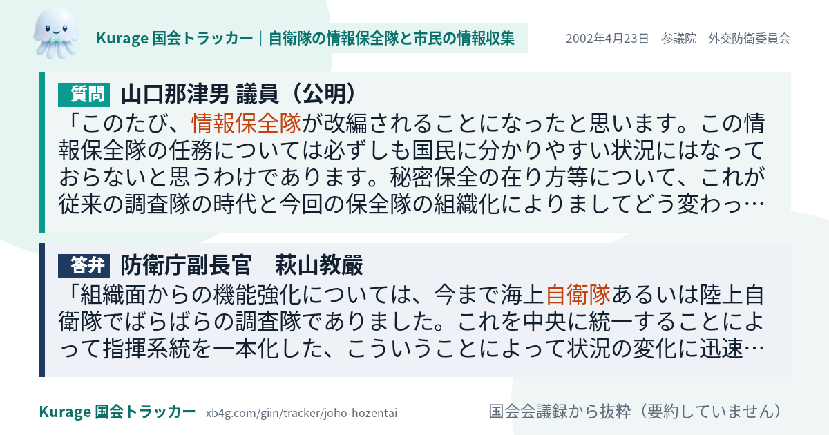 質問と答弁のカード