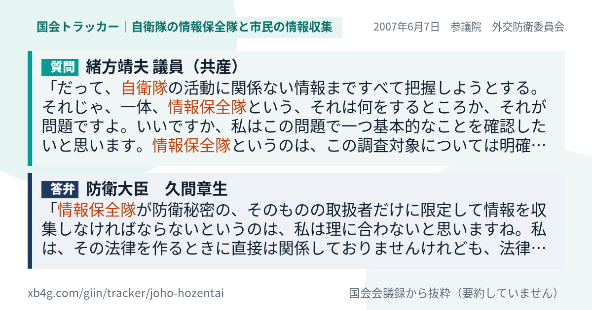 質問と答弁のカード
