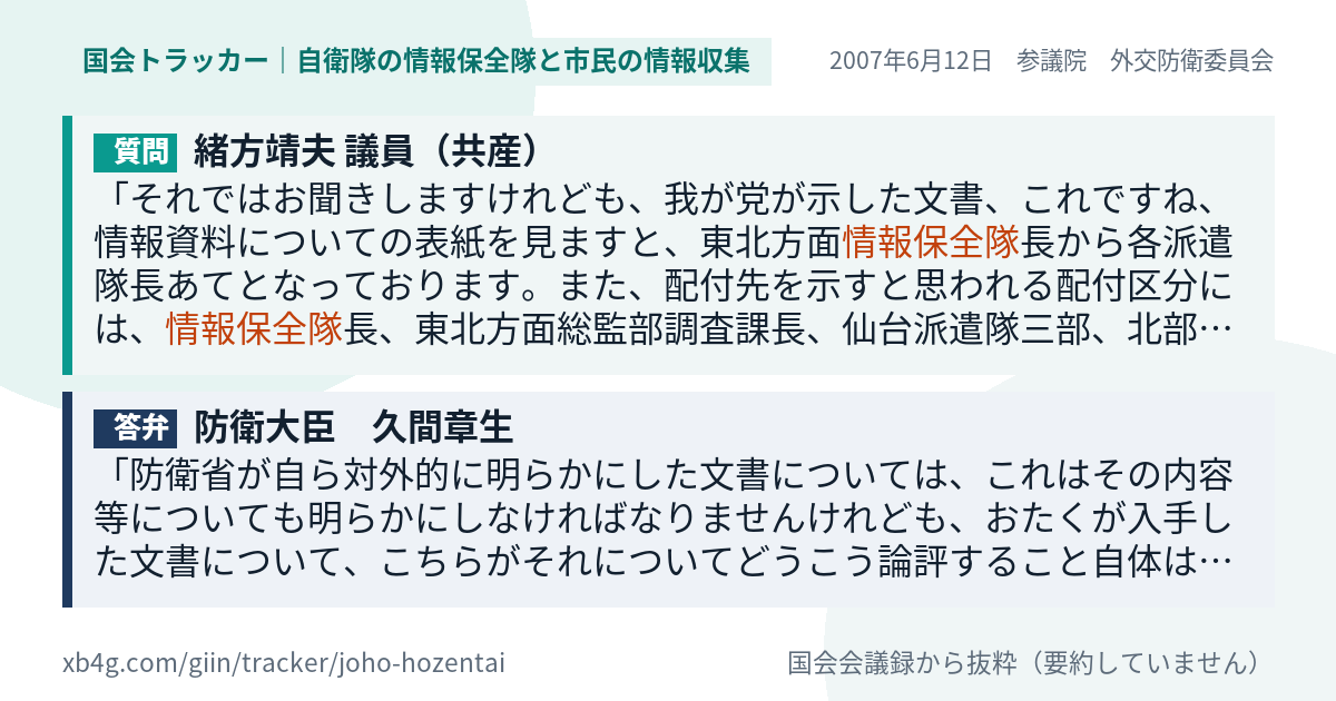 質問と答弁のカード