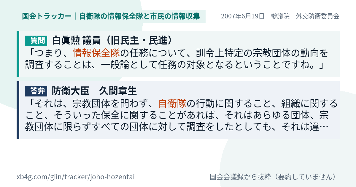 質問と答弁のカード