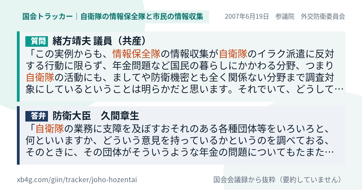 質問と答弁のカード