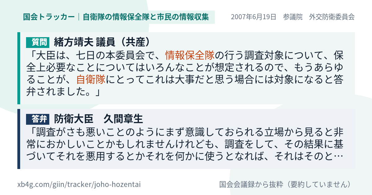 質問と答弁のカード
