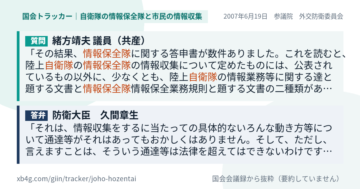 質問と答弁のカード