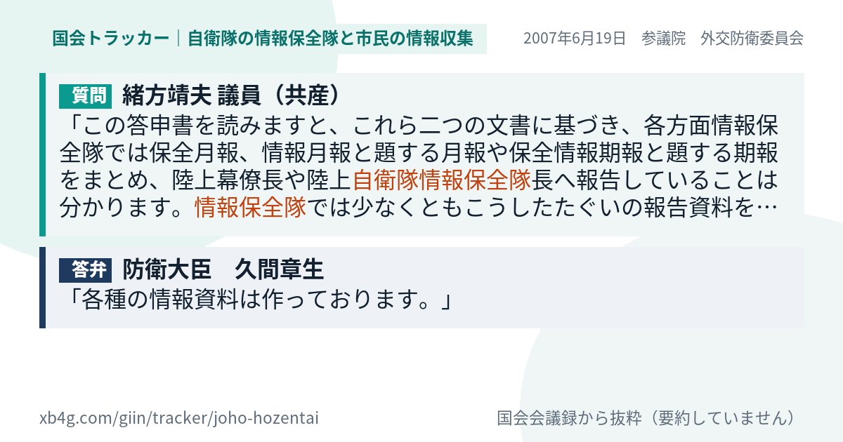 質問と答弁のカード