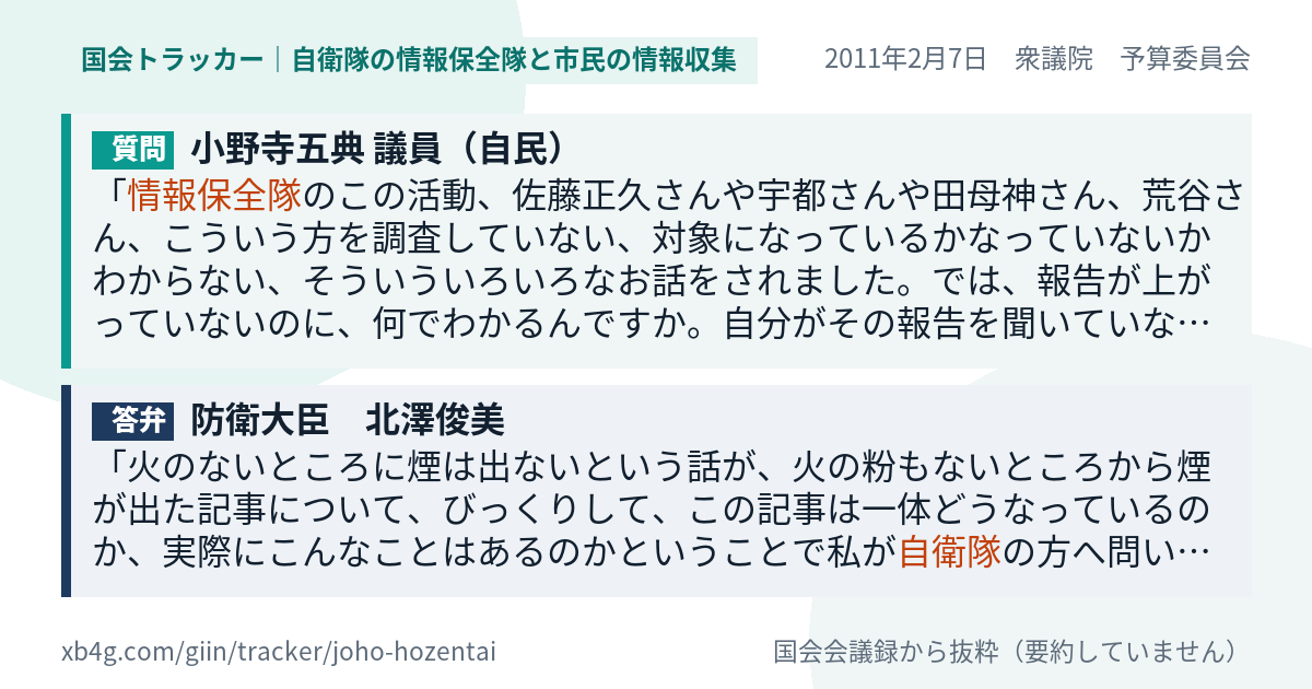 質問と答弁のカード
