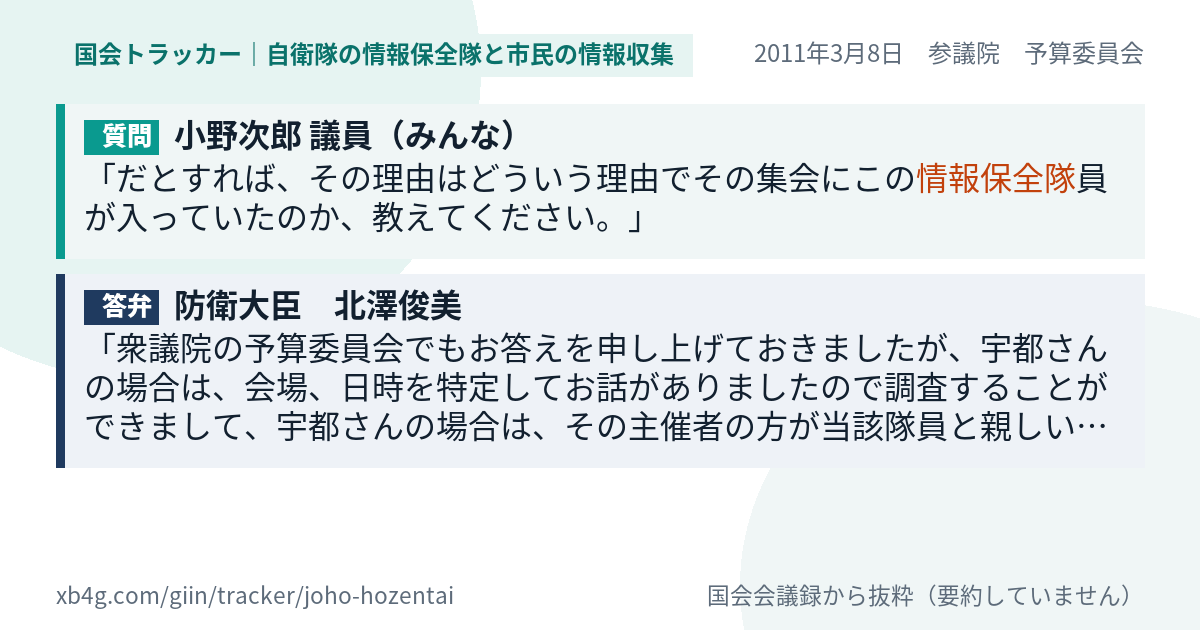 質問と答弁のカード