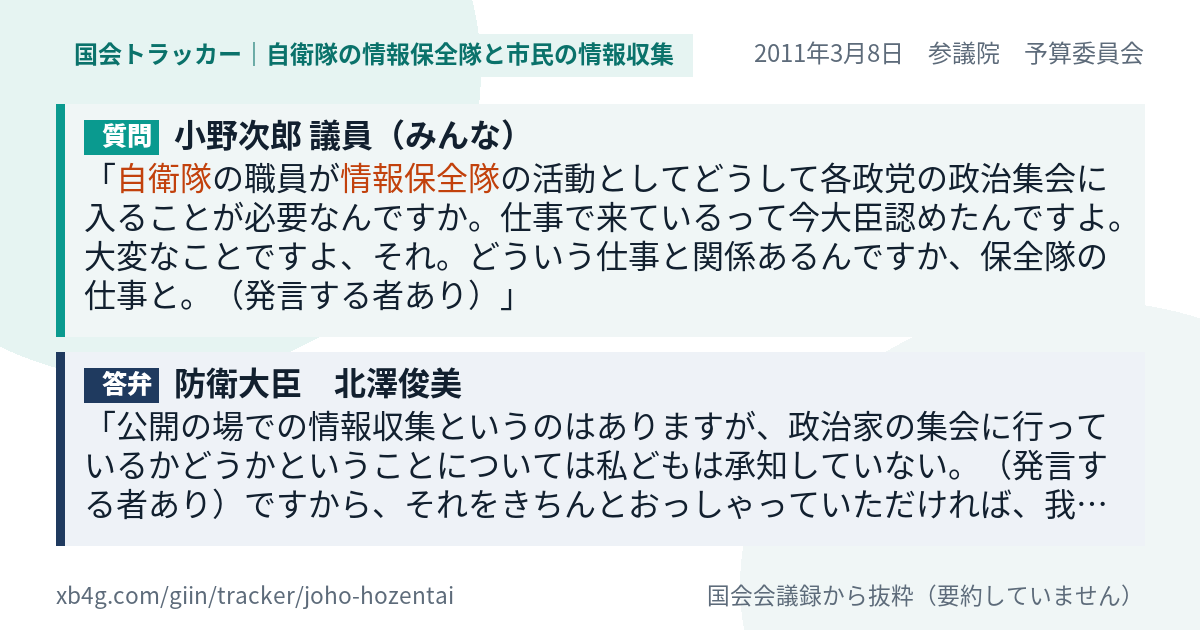 質問と答弁のカード