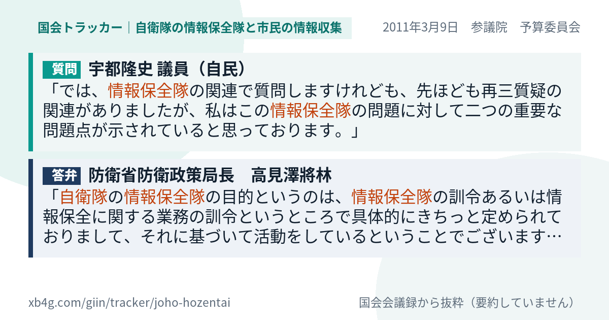 質問と答弁のカード