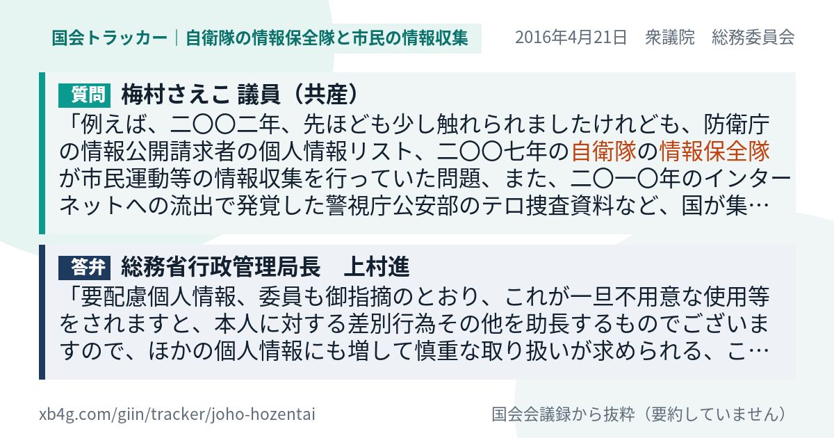 質問と答弁のカード