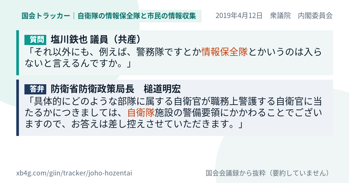 質問と答弁のカード