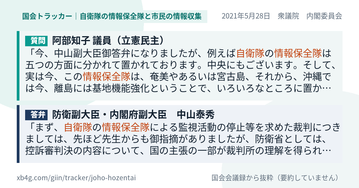 質問と答弁のカード