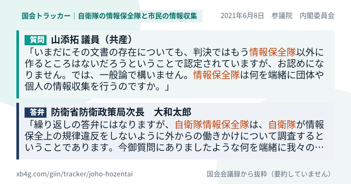 質問と答弁のカード