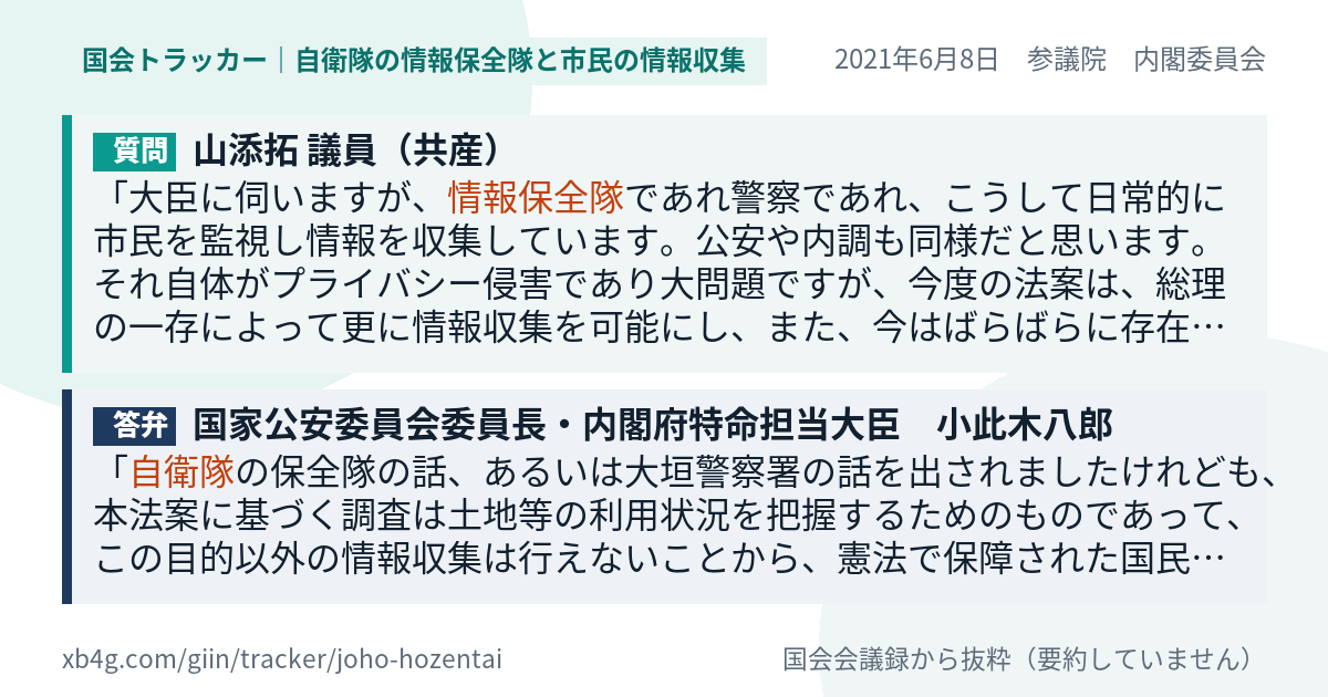 質問と答弁のカード
