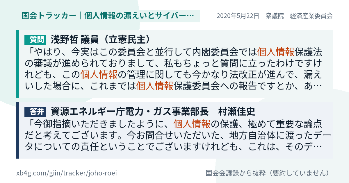 質問と答弁のカード