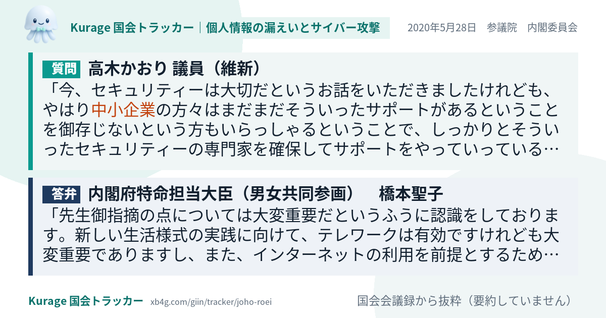 質問と答弁のカード