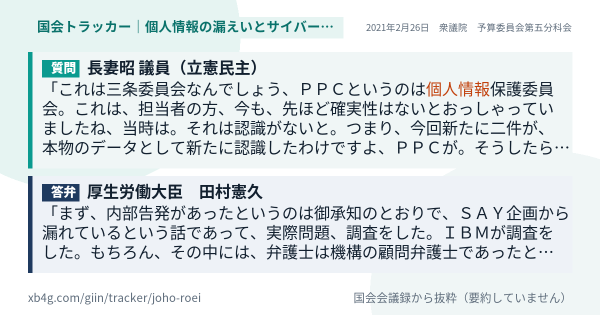 質問と答弁のカード