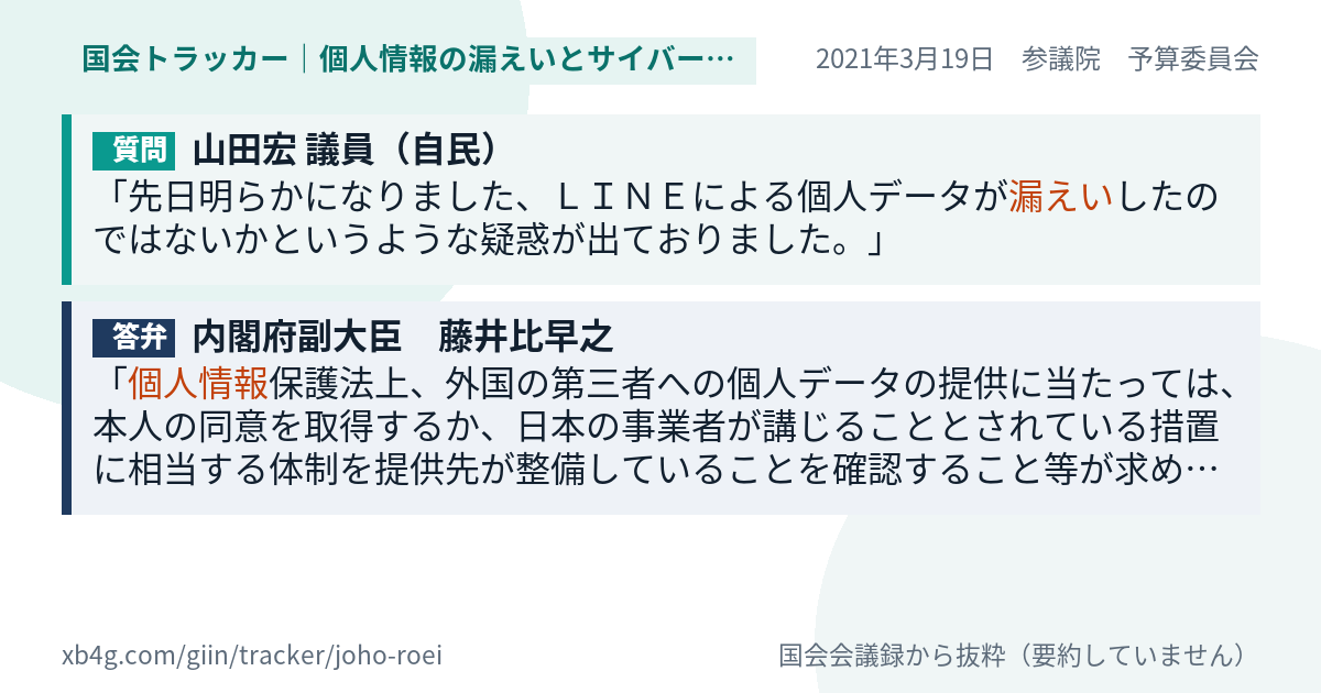 質問と答弁のカード