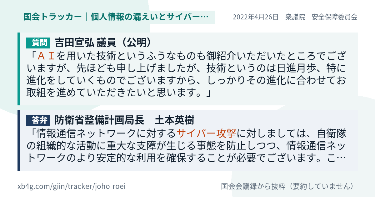 質問と答弁のカード