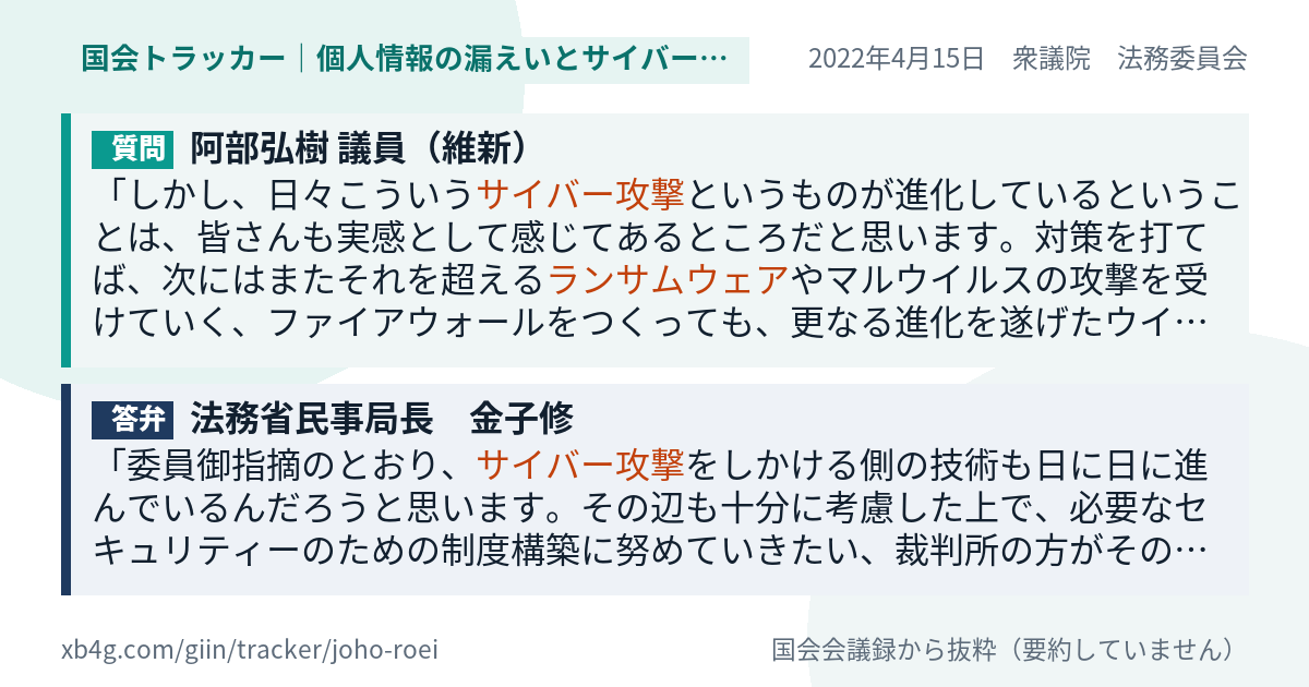 質問と答弁のカード