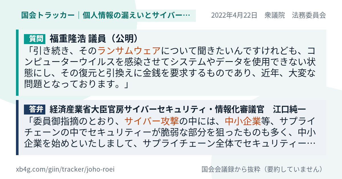 質問と答弁のカード