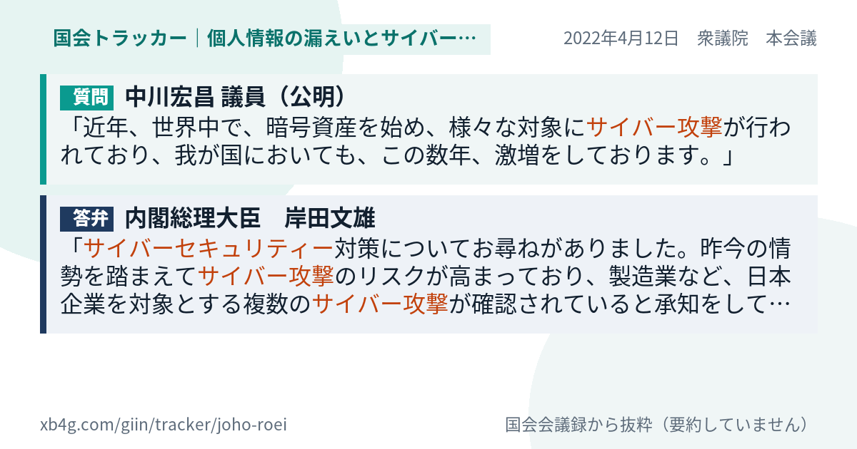 質問と答弁のカード