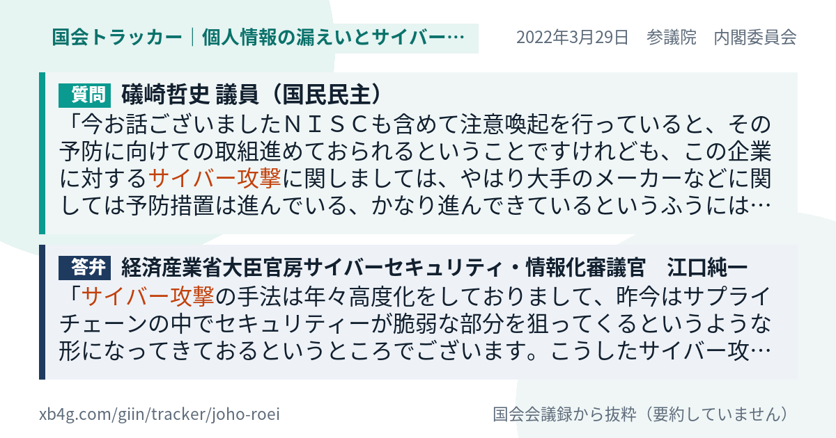 質問と答弁のカード