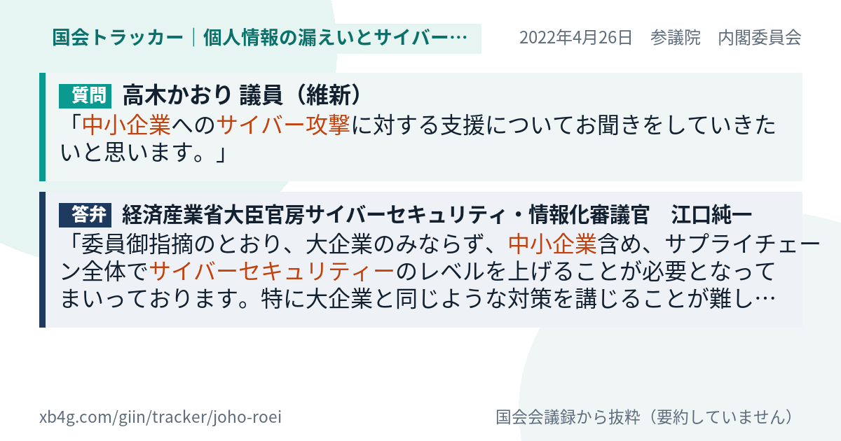 質問と答弁のカード