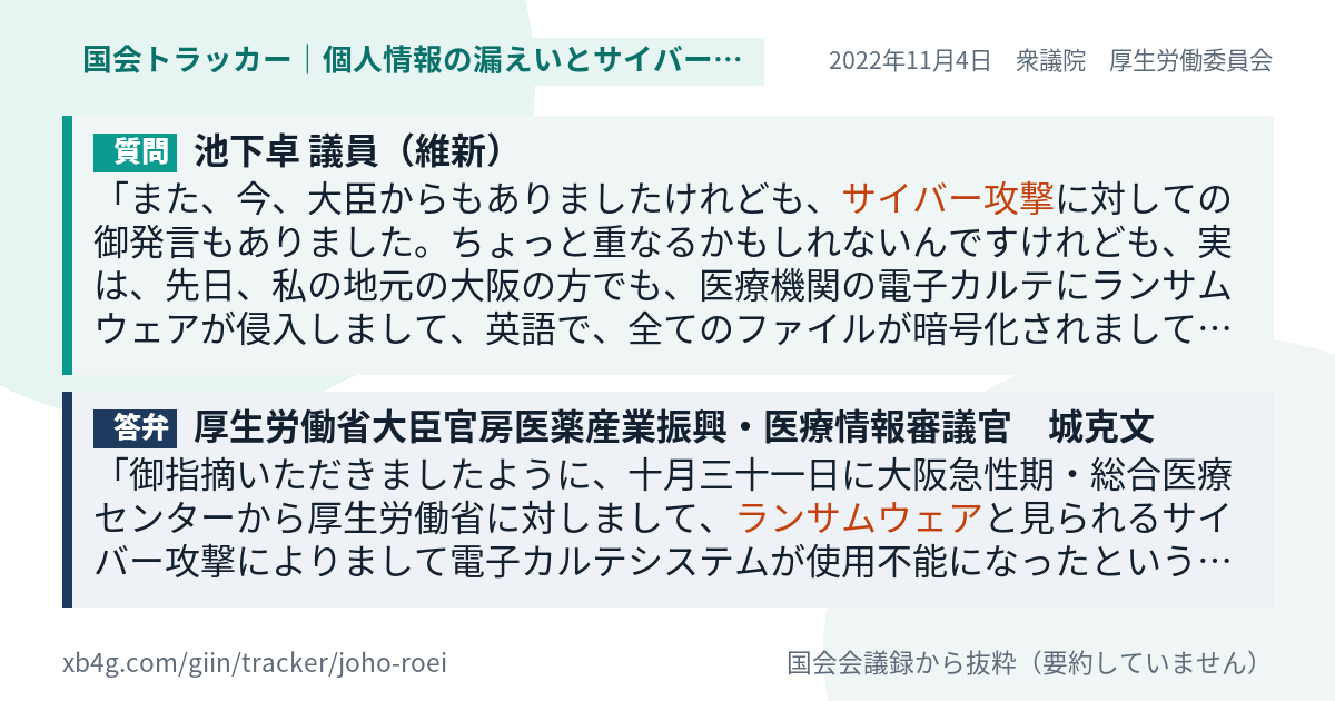 質問と答弁のカード