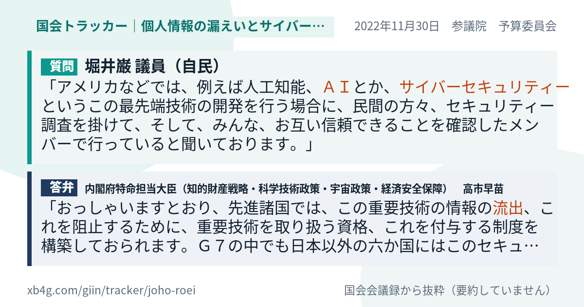 質問と答弁のカード