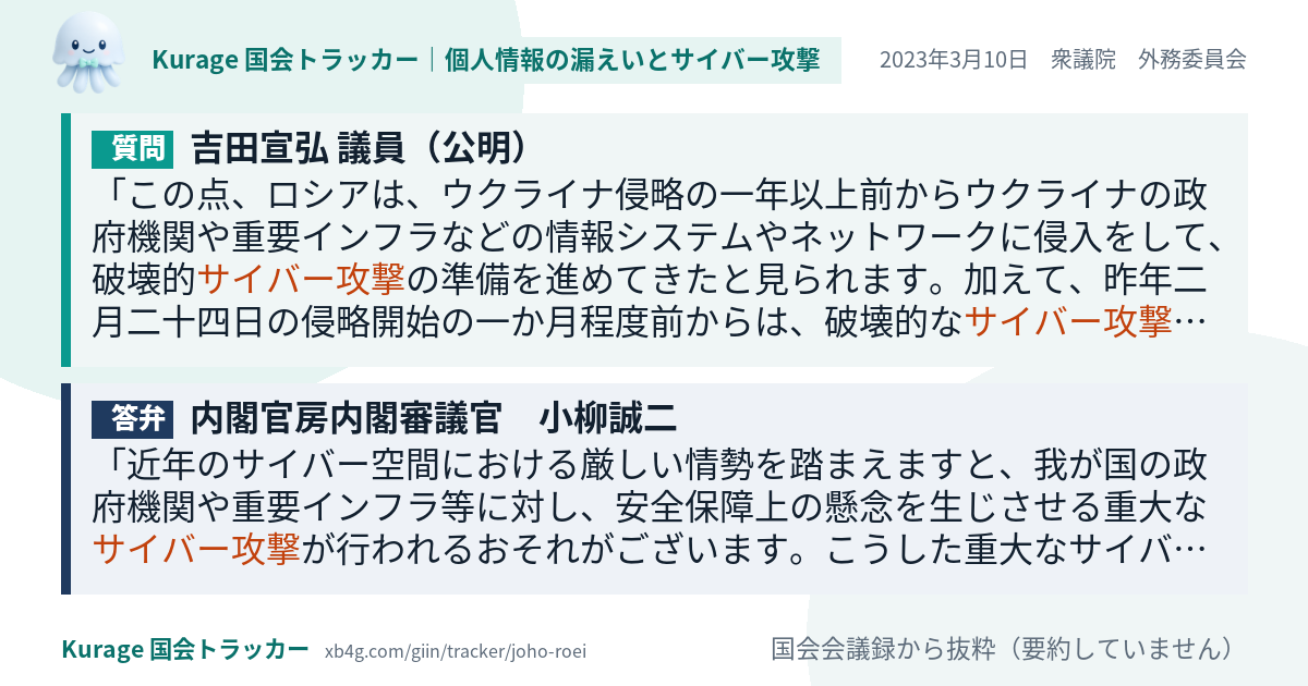 質問と答弁のカード